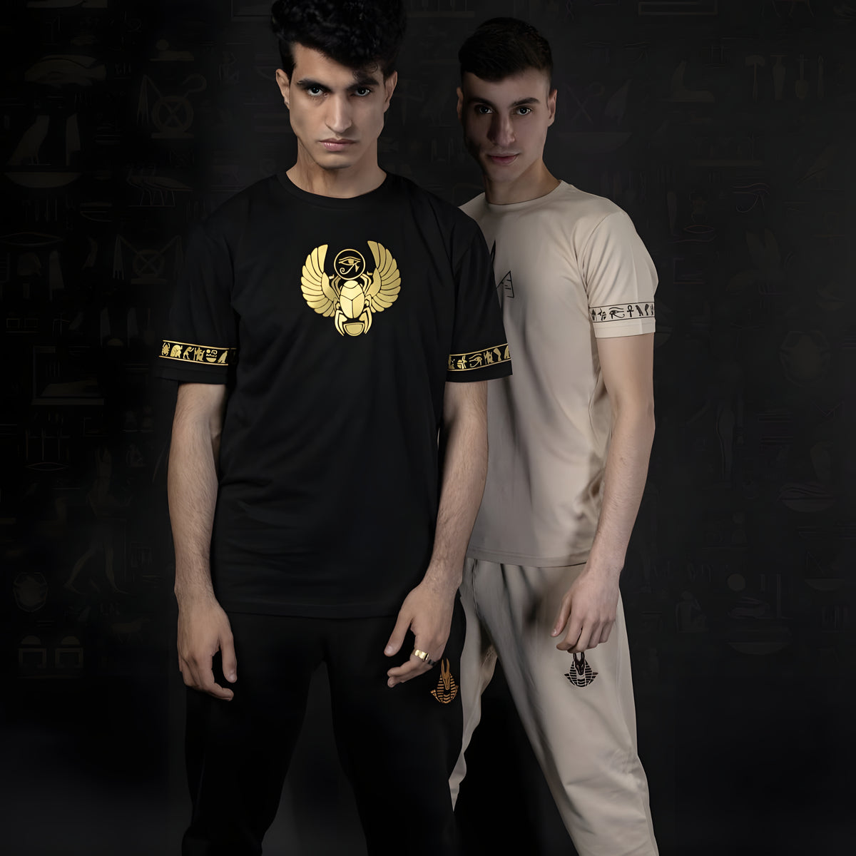 Black Ancient Egypt T-Shirt, Scarab Design