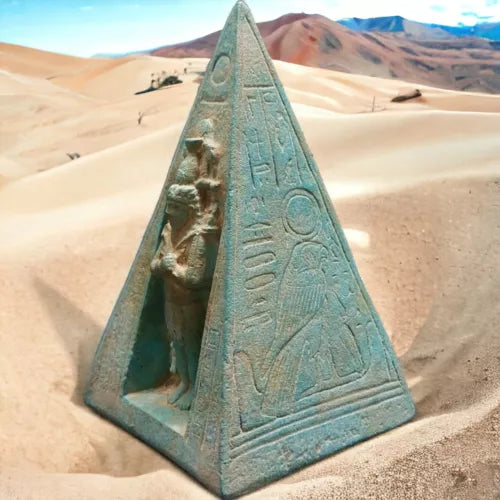 Amazing Egyptian Statue - Horus and Osiris Pyramid with Hieroglyphics