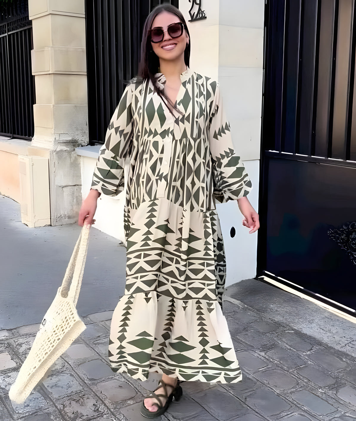 Multicolor Bohemian Kaftan Dress, Egyptian Cotton
