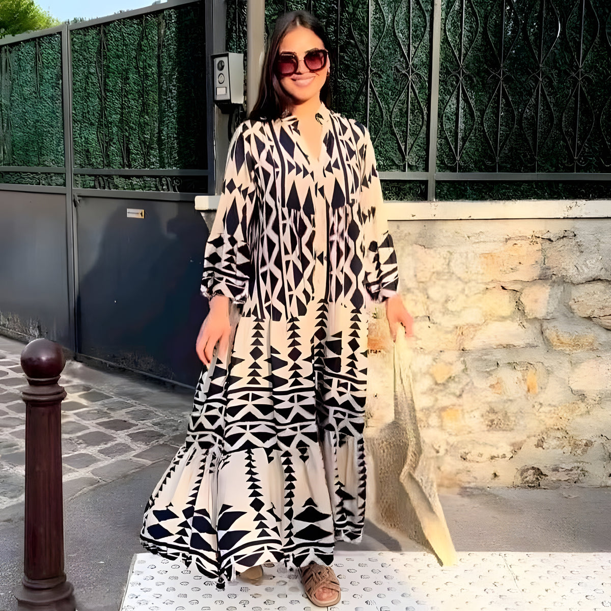 Multicolor Bohemian Kaftan Dress, Egyptian Cotton