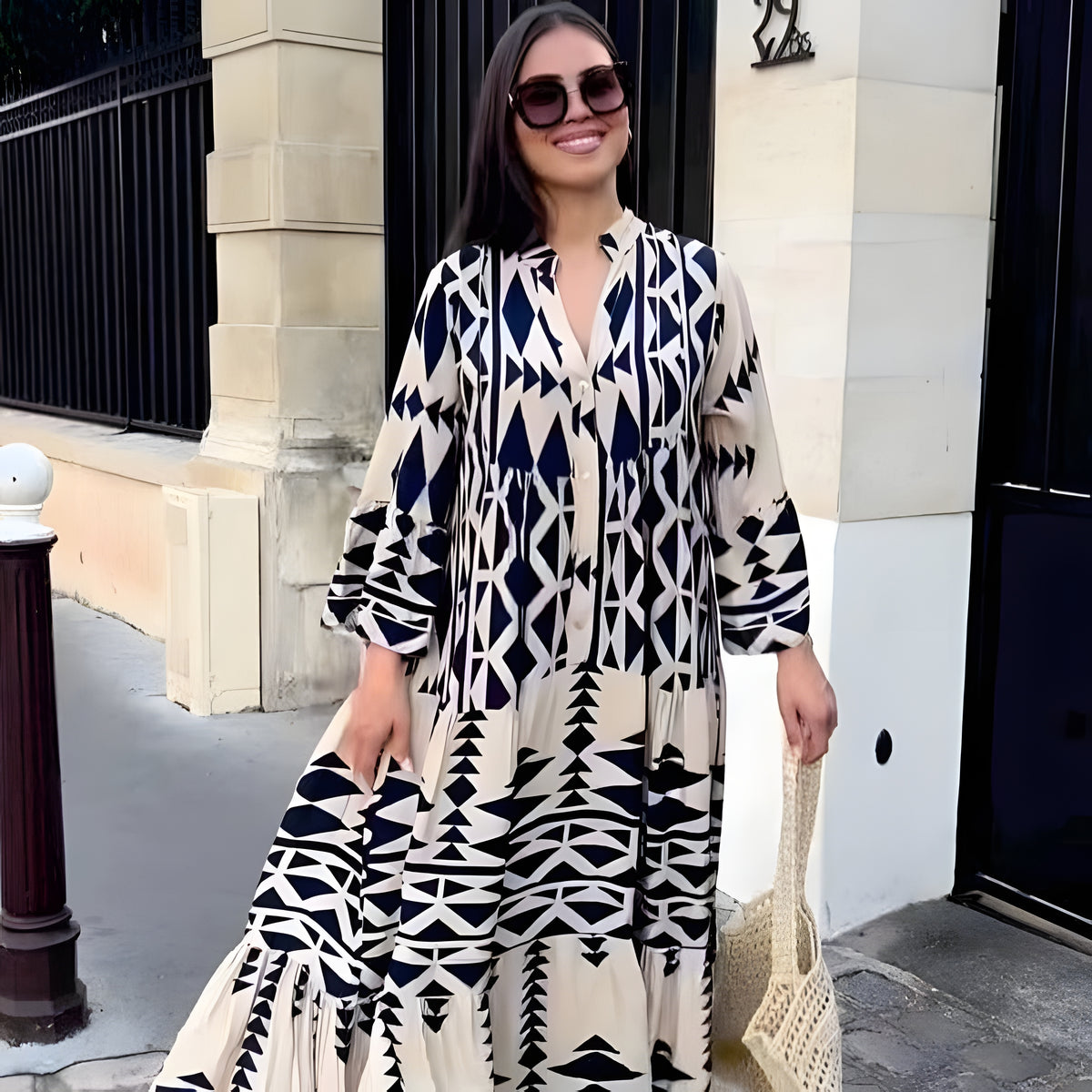 Multicolor Bohemian Kaftan Dress, Egyptian Cotton