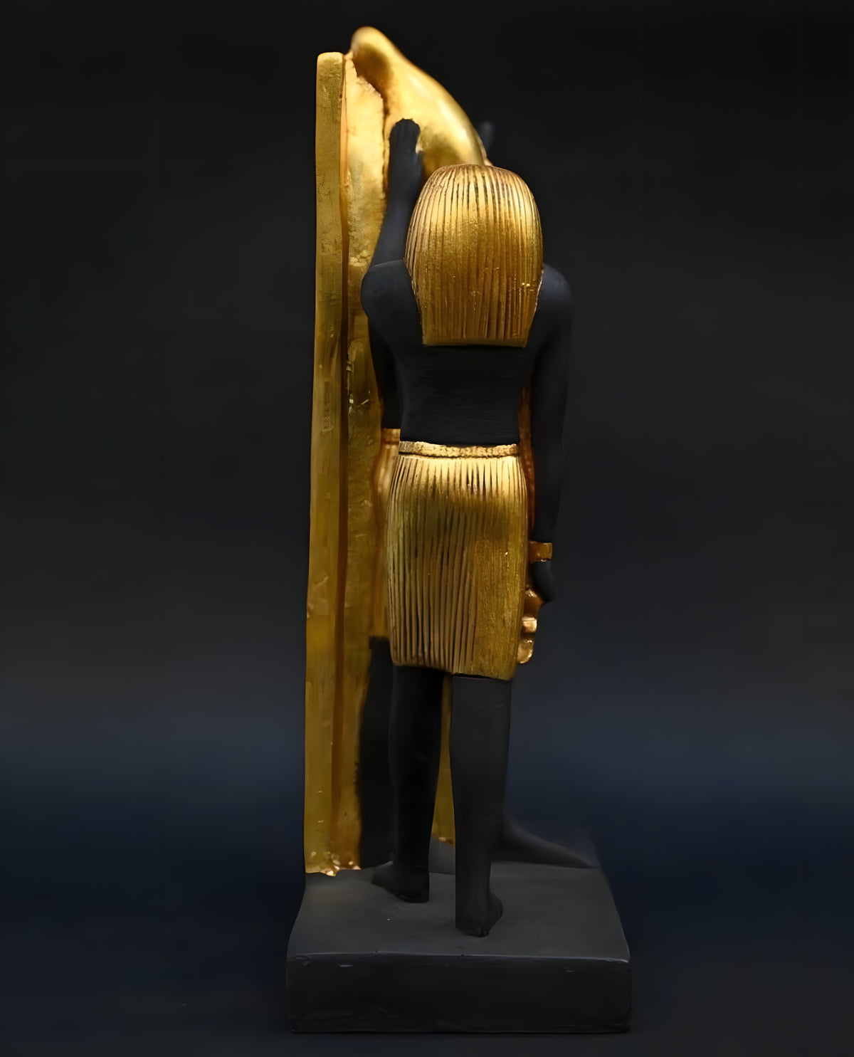 Black and Gold Statue of Ramesses III with Horus and Seth