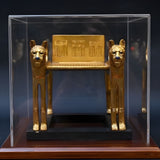 Tutankhamun lioness funerary bed replica, gilded museum reproduction