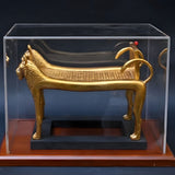 Detail of gilded finish on lioness funerary bed replica