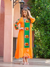 Embroidered Linen Caftan Dress