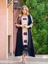 Embroidered Linen Caftan Dress