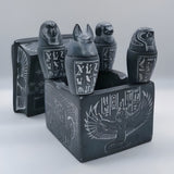 Elegant Set of 4 Black Handcrafted Ancient Egyptian Canopic Jars