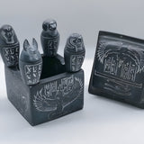 Elegant Set of 4 Black Handcrafted Ancient Egyptian Canopic Jars