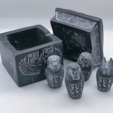 Elegant Set of 4 Black Handcrafted Ancient Egyptian Canopic Jars