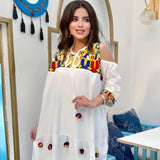 White Embroidered Cotton Caftan