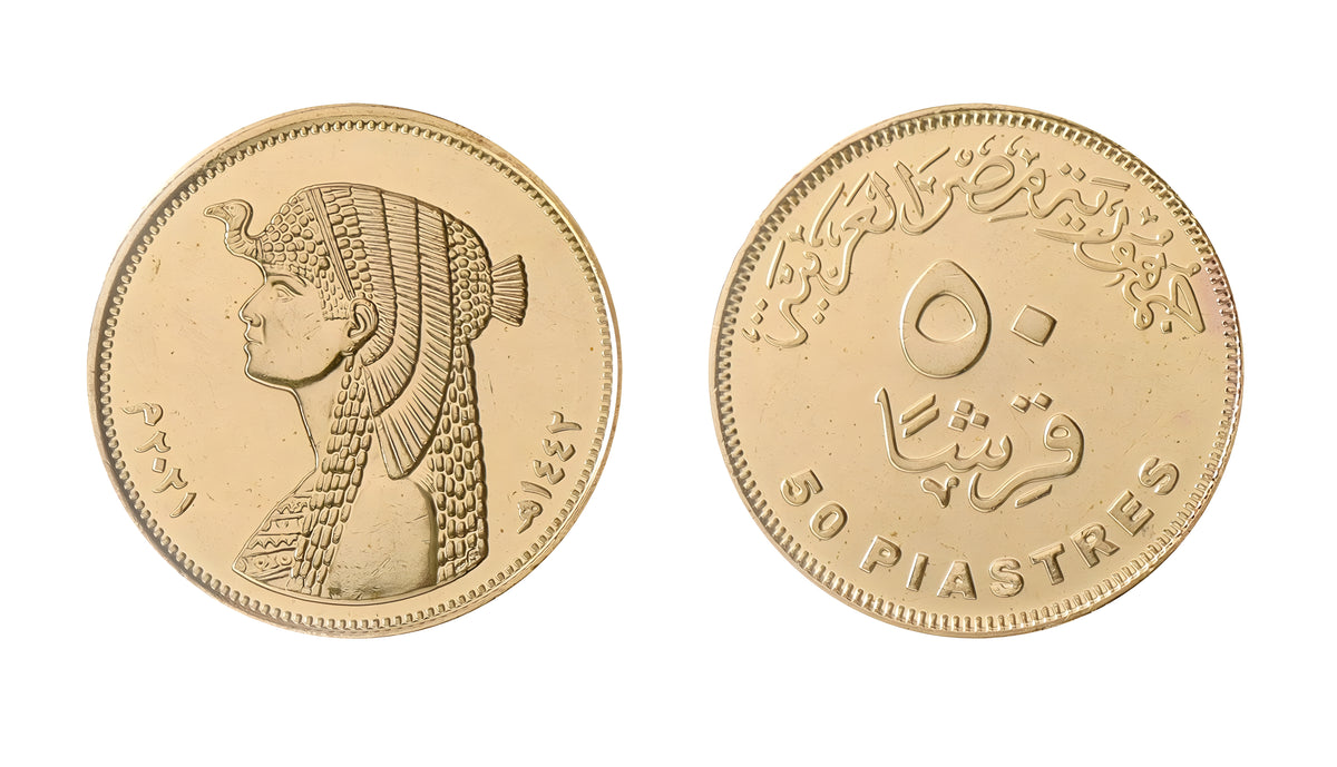 Egypt 50 Piastres Commemorative Coin – Cleopatra, Queen of the Nile (Uncirculated)