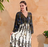 Multicolor Bohemian Egyptian Cotton Dress, Single-Size Medium