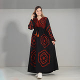 Black Embroidered Caftan Dress, Egyptian Cotton