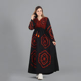 Black Embroidered Caftan Dress, Egyptian Cotton