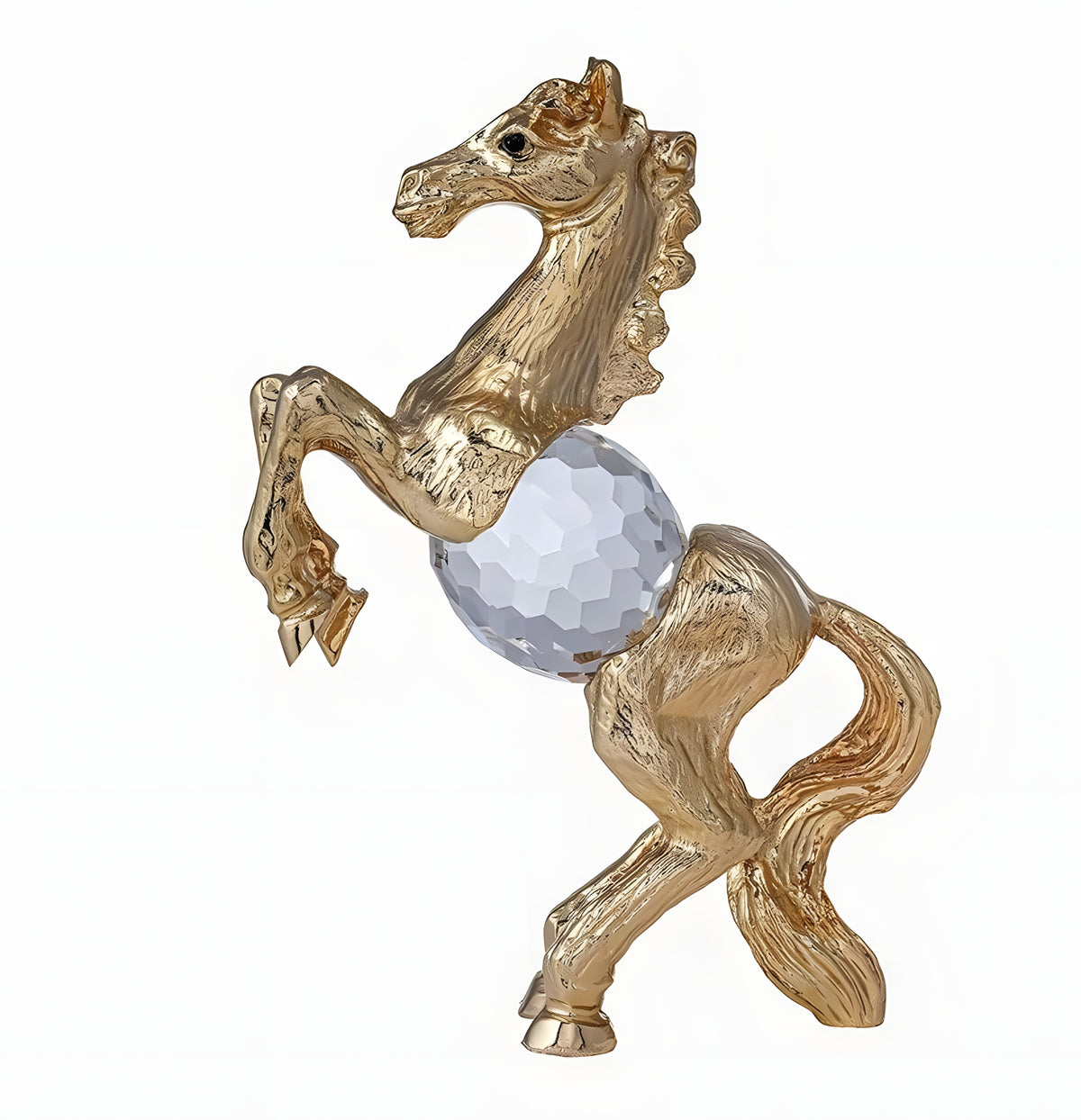 Crystal horse sculpture with gold plating, Asfour crystal decorative piece