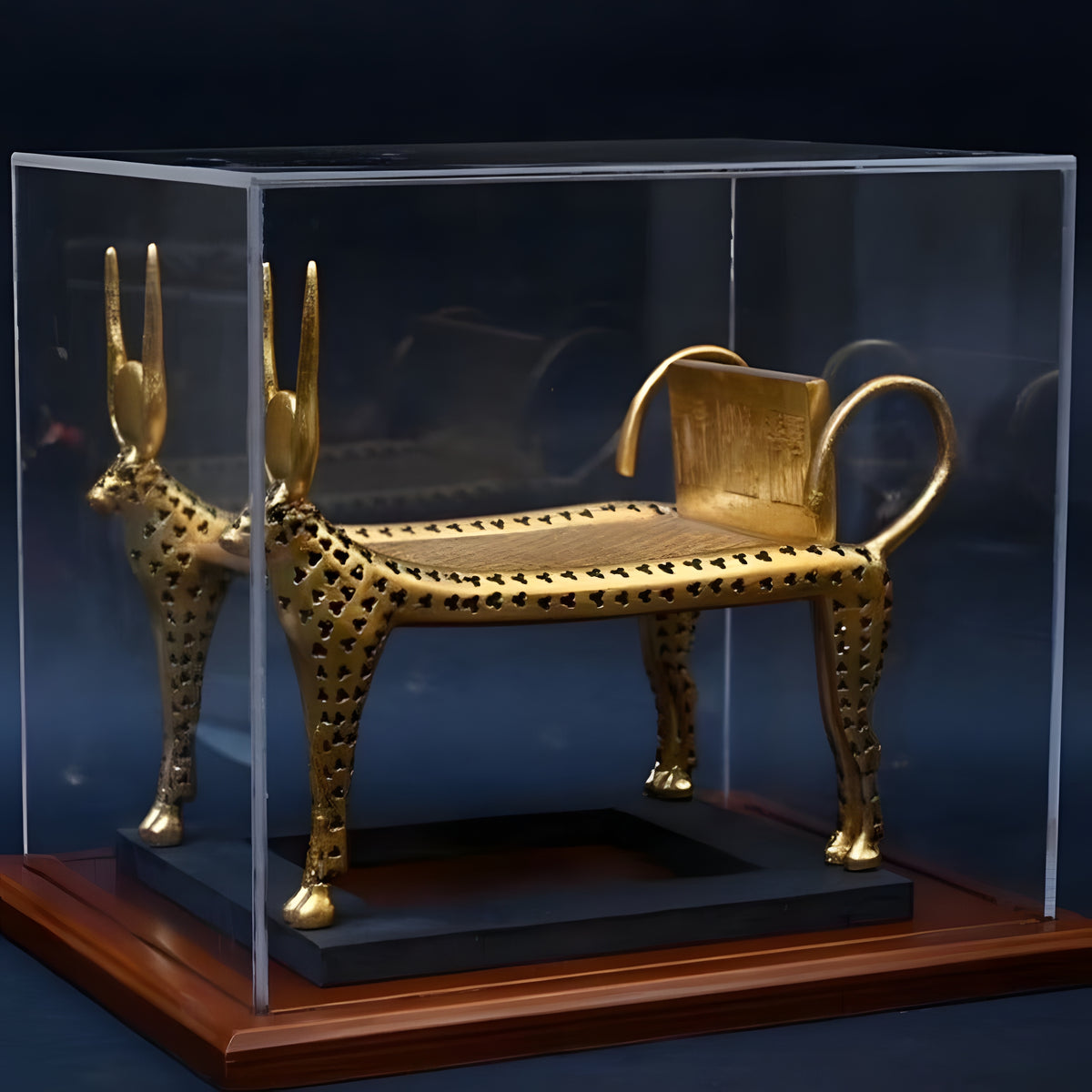 Side view of Mehet-Weret funerary bed showing cow form