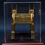 Front view of Tutankhamun funerary bed on wooden base