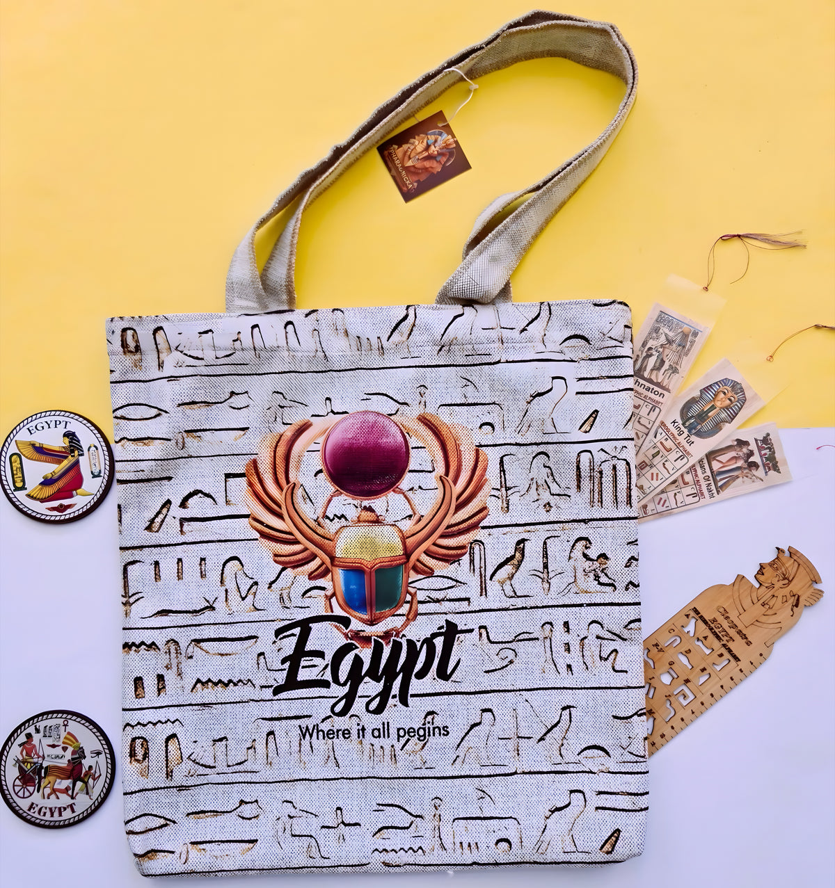 Ancient Egyptian Scarab Handmade Tote Bag