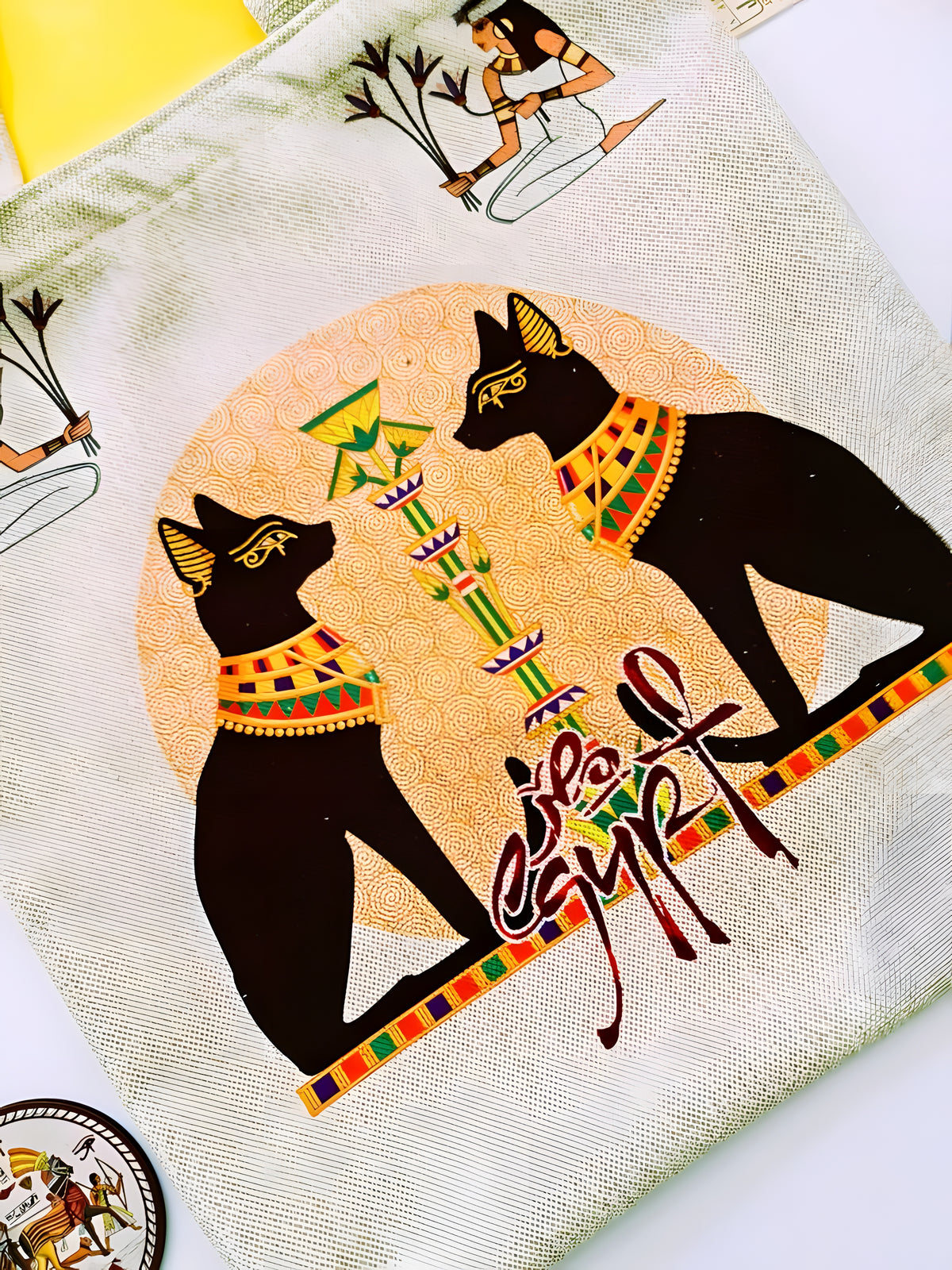 Ancient Egyptian Goddess Bastet Handmade Tote Bag