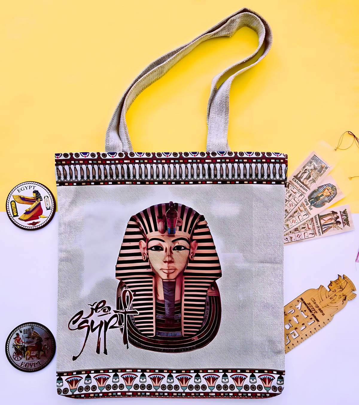 Egyptian King Tutankhamun Handmade Tote Bag