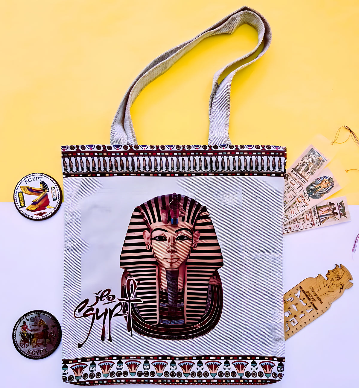 Egyptian King Tutankhamun Handmade Tote Bag