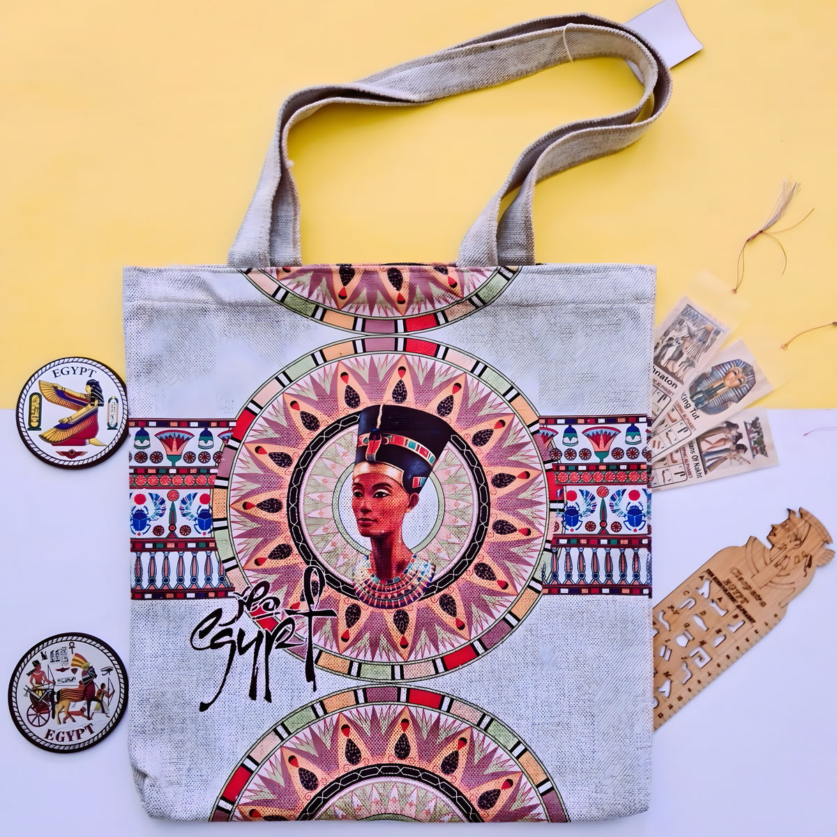 Egyptian Queen Nefertiti Handmade Tote Bag