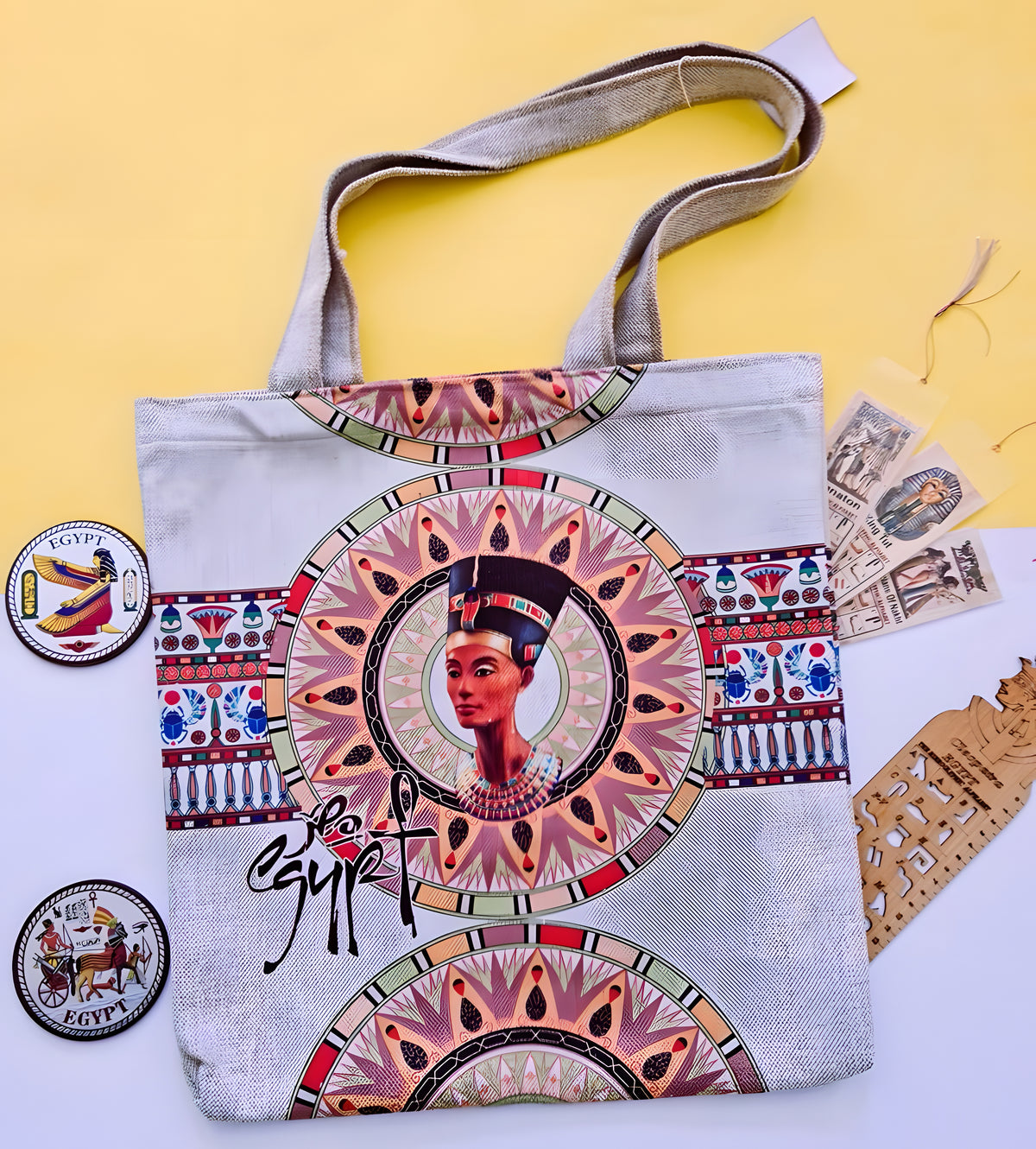 Egyptian Queen Nefertiti Handmade Tote Bag