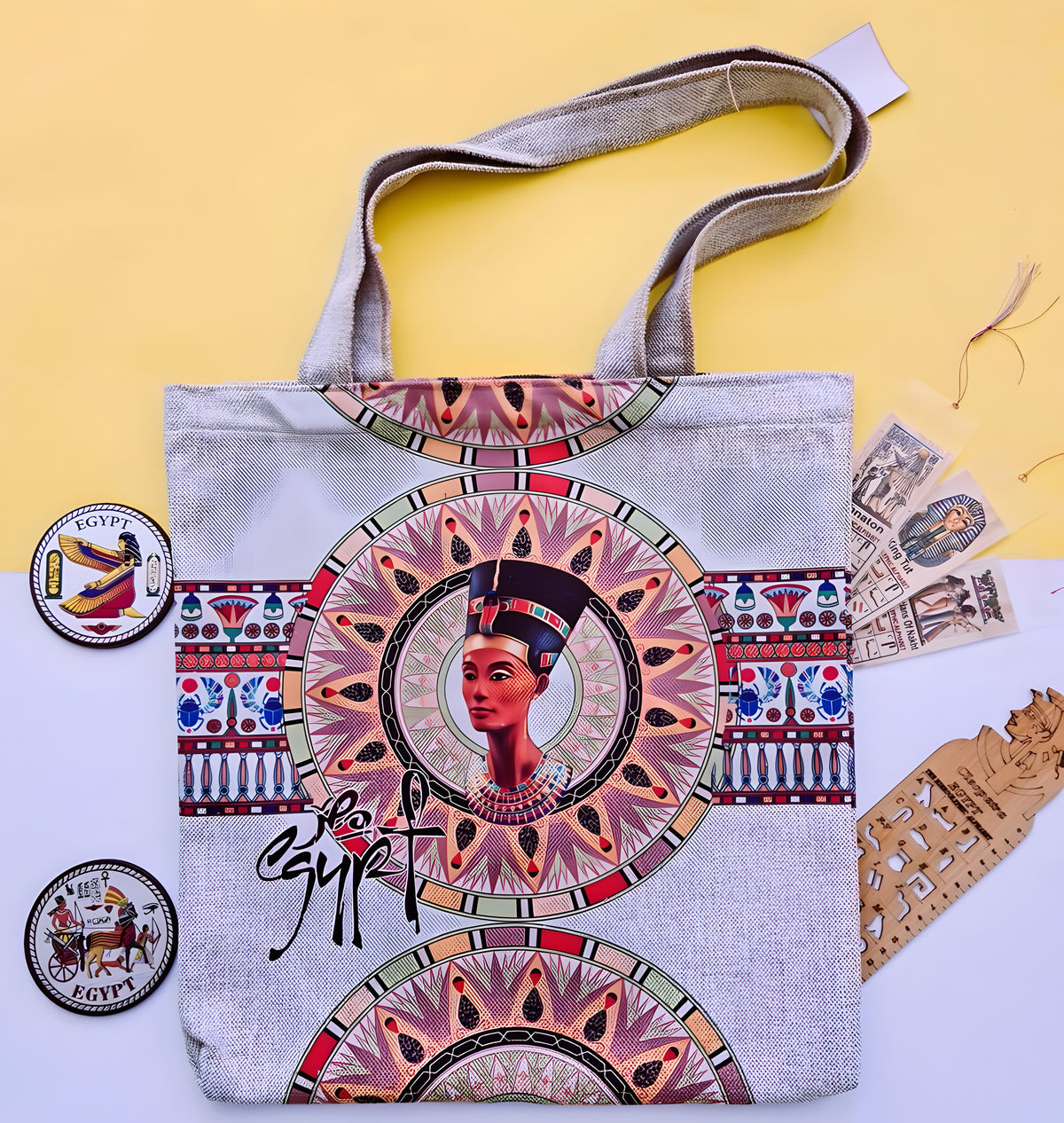 Egyptian Queen Nefertiti Handmade Tote Bag