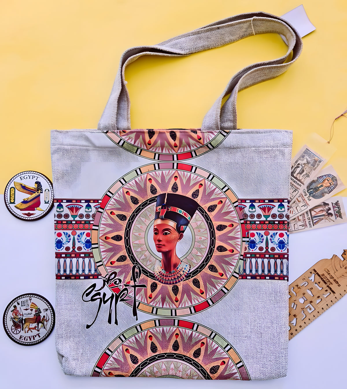 Egyptian Queen Nefertiti Handmade Tote Bag