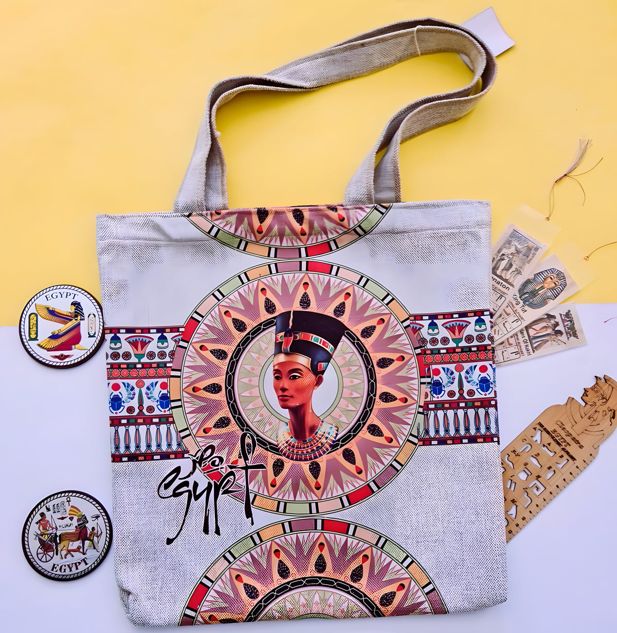 Egyptian Queen Nefertiti Handmade Tote Bag