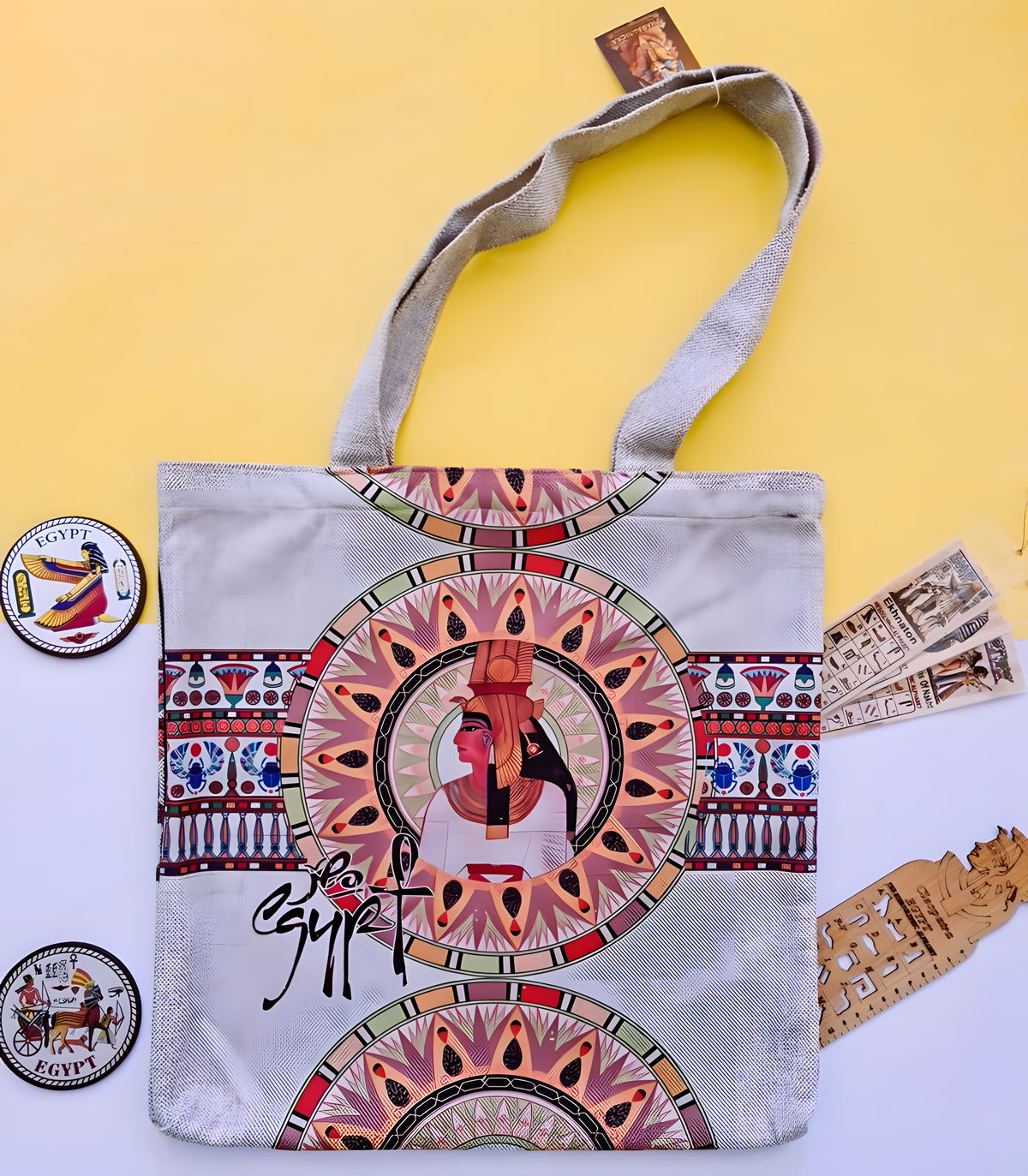 Egyptian Queen Cleopatra Handmade Tote Bag, Style 2