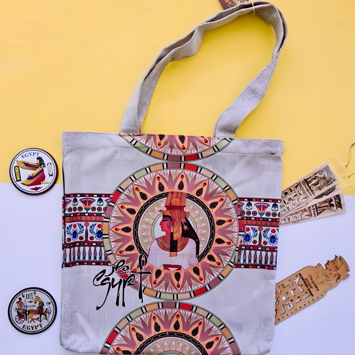 Egyptian Queen Cleopatra Handmade Tote Bag, Style 2