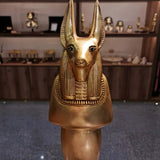Large Anubis statue replica, colored polystone museum reproduction