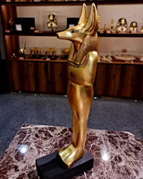 Detail of colored finish on Anubis statue replica