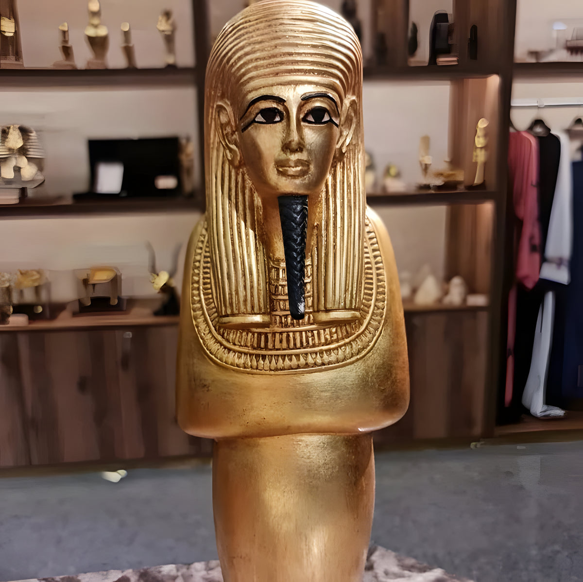 Golden ushabti of Tutankhamun replica No. 3, polystone museum reproduction
