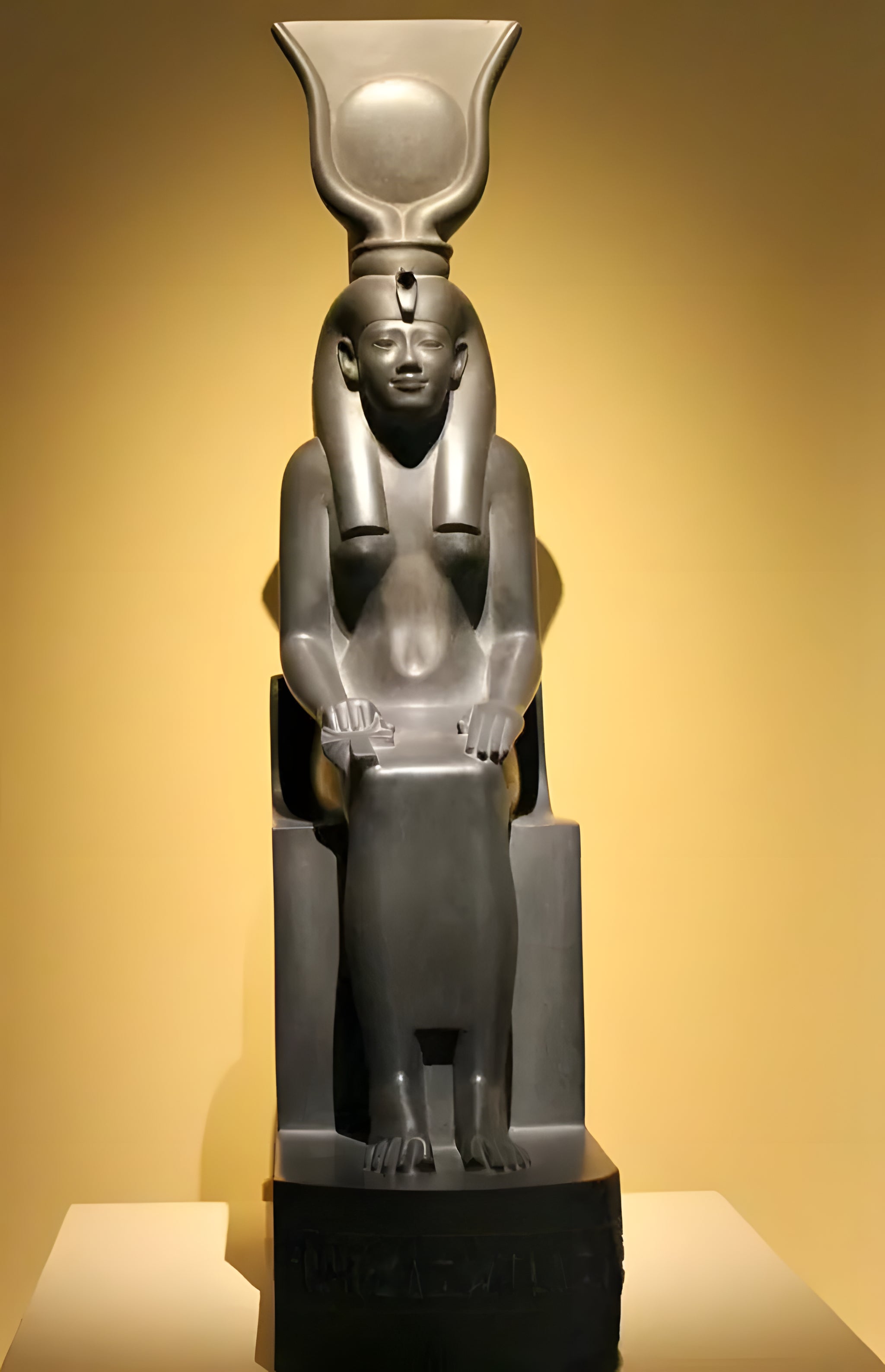 Detail of black finish on Isis statue replica