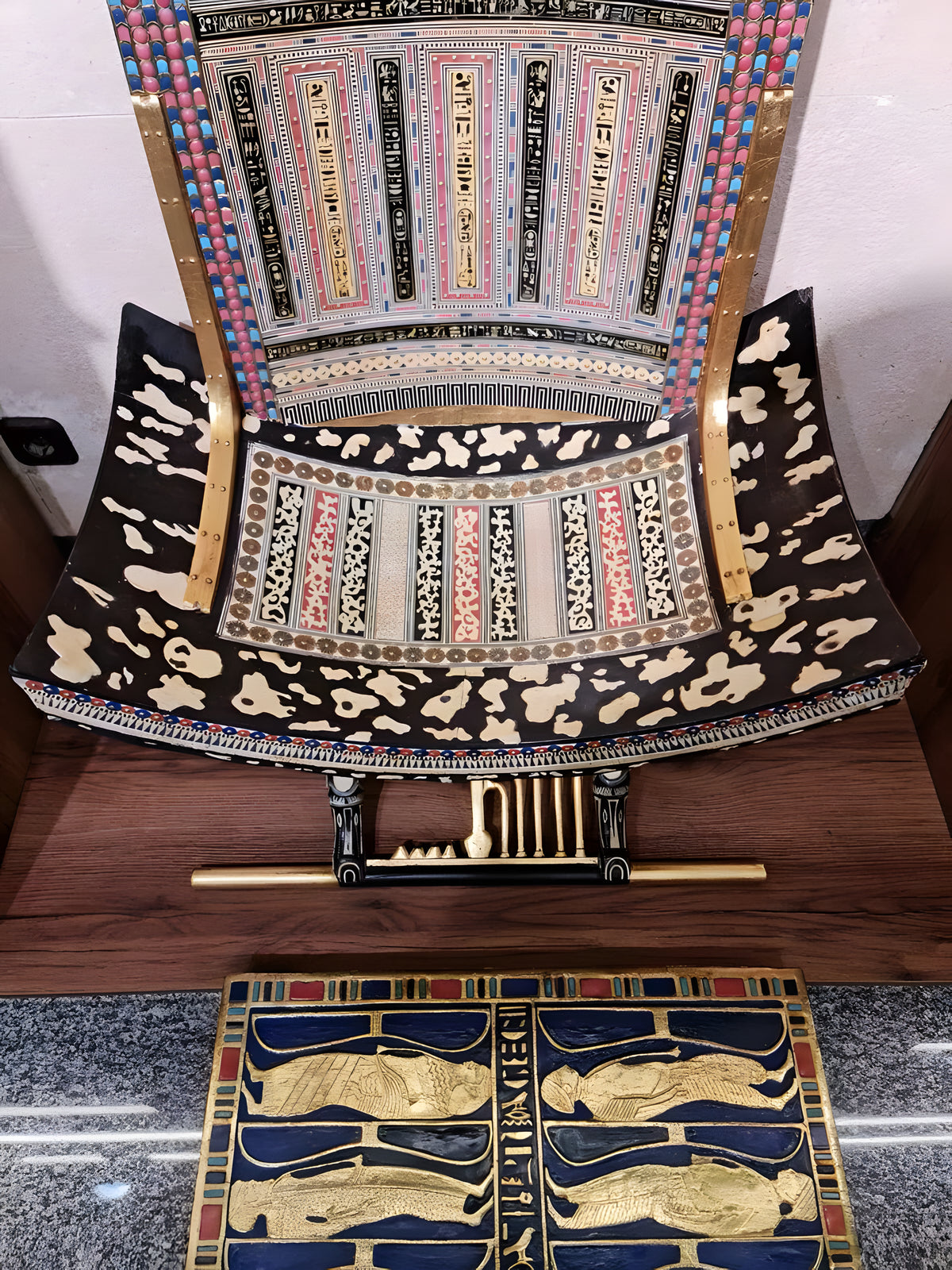 Angled view of ceremonial throne craftsmanship