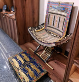 Detail of precious stone inlays on throne replica