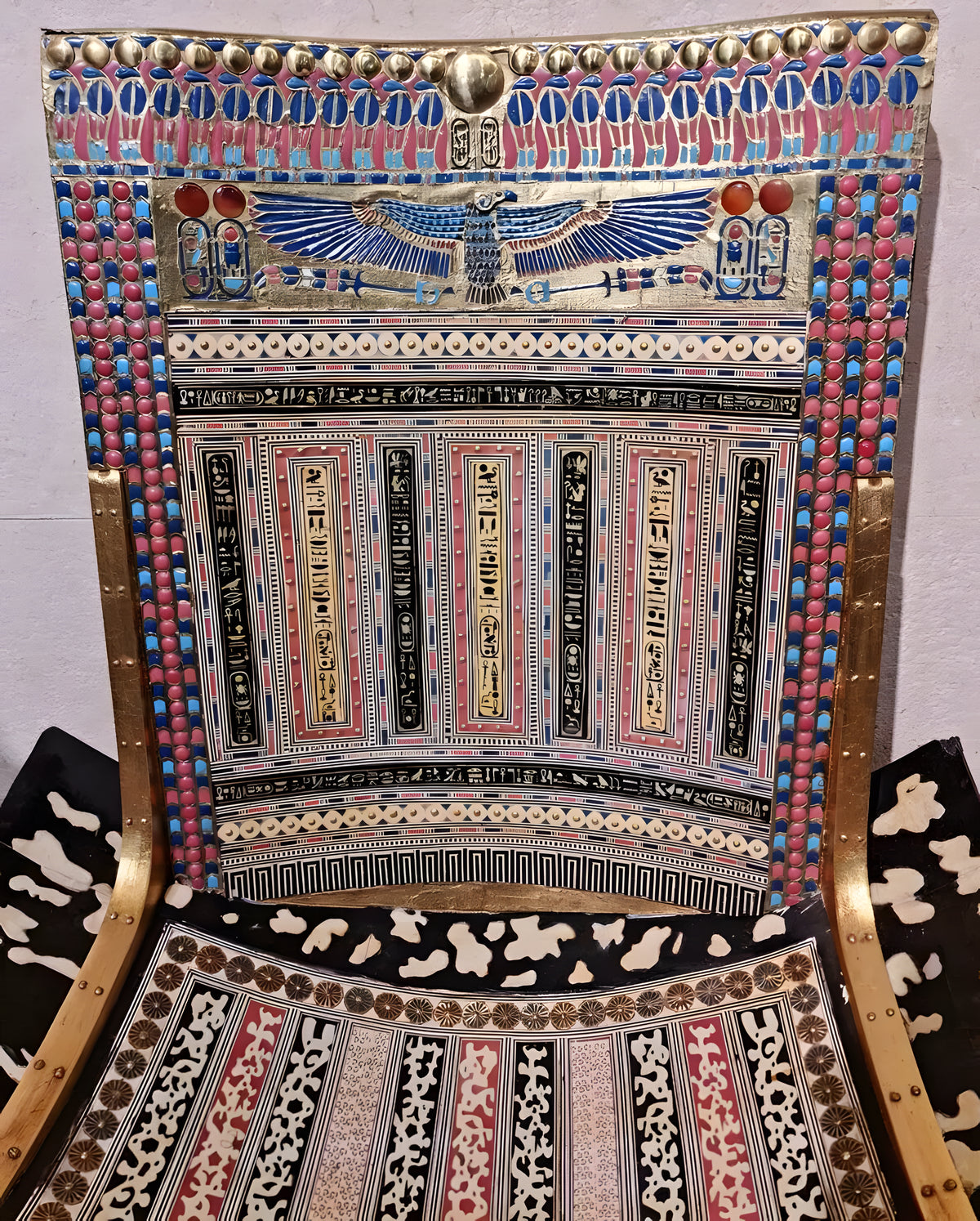 Full view of ceremonial throne displayed