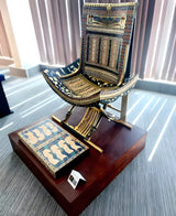 Museum reproduction of Tutankhamun ceremonial throne, handmade in Egypt