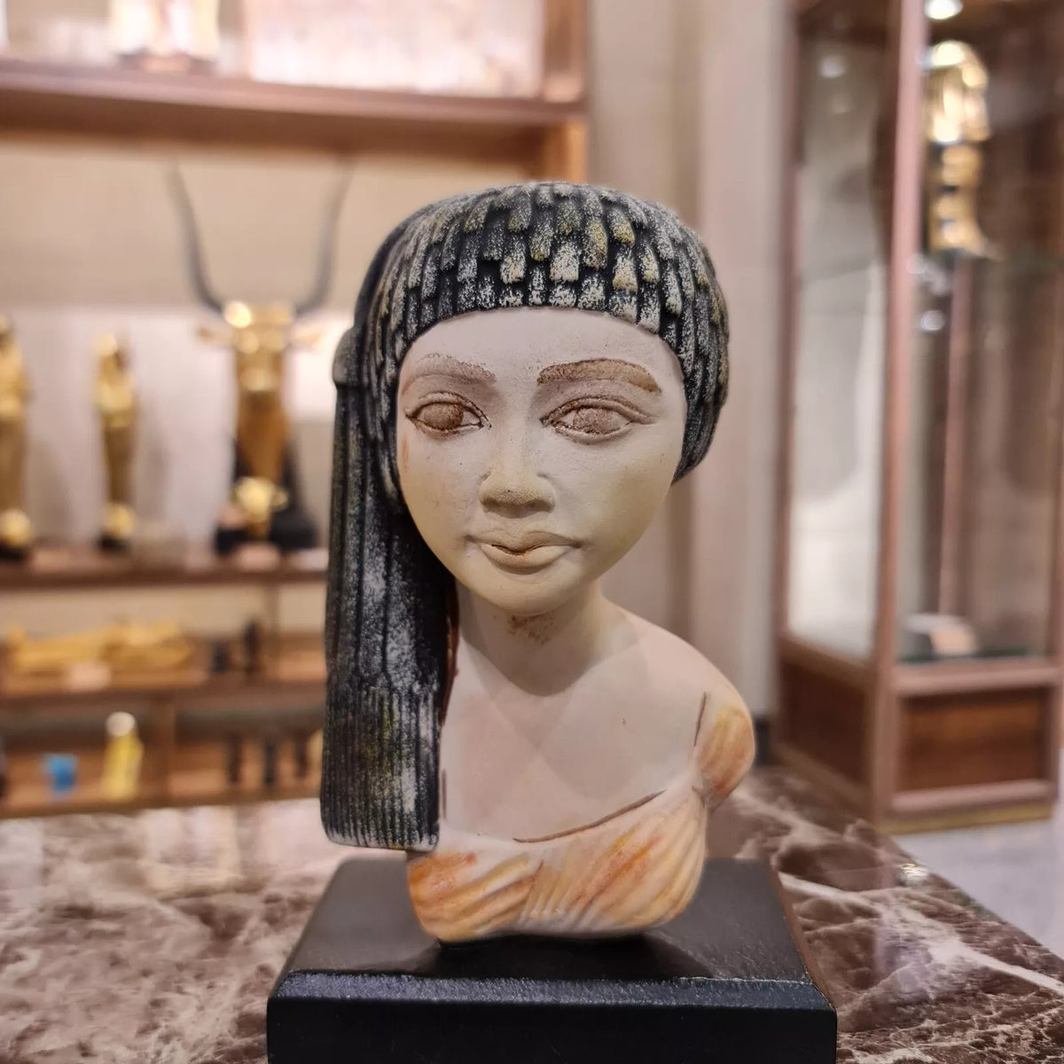 Front view of the Head of Princess Meritaten, museum reproduction