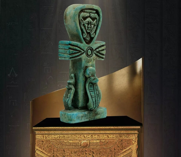 Ancient Egyptian Ankh of Goddess Hathor Holding goddess of love