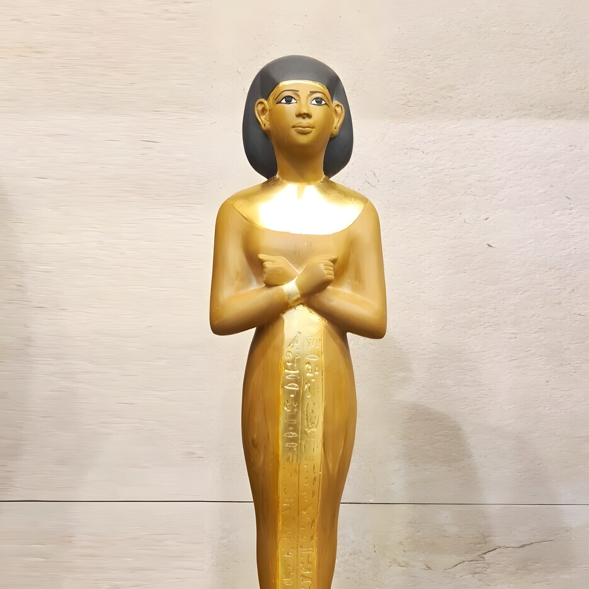 Golden ushabti of Tutankhamun replica No. 1, polystone museum reproduction