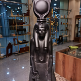 Goddess Isis statue replica, black polyester museum reproduction