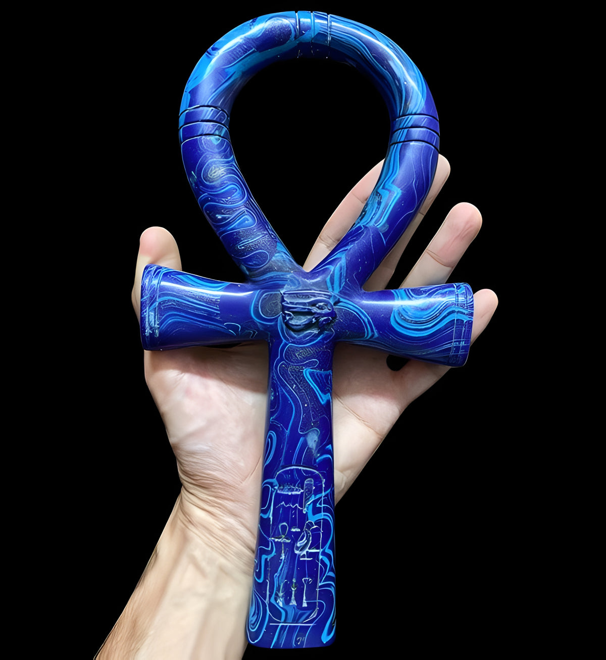 Side view of stone Ankh symbol replica