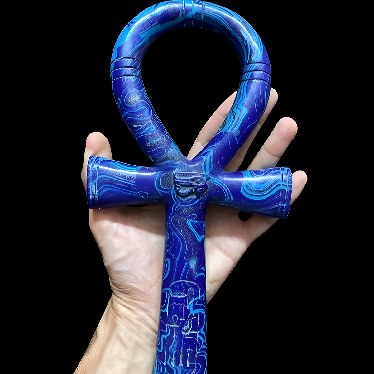 Egyptian Ankh symbol replica, hand-carved stone museum reproduction
