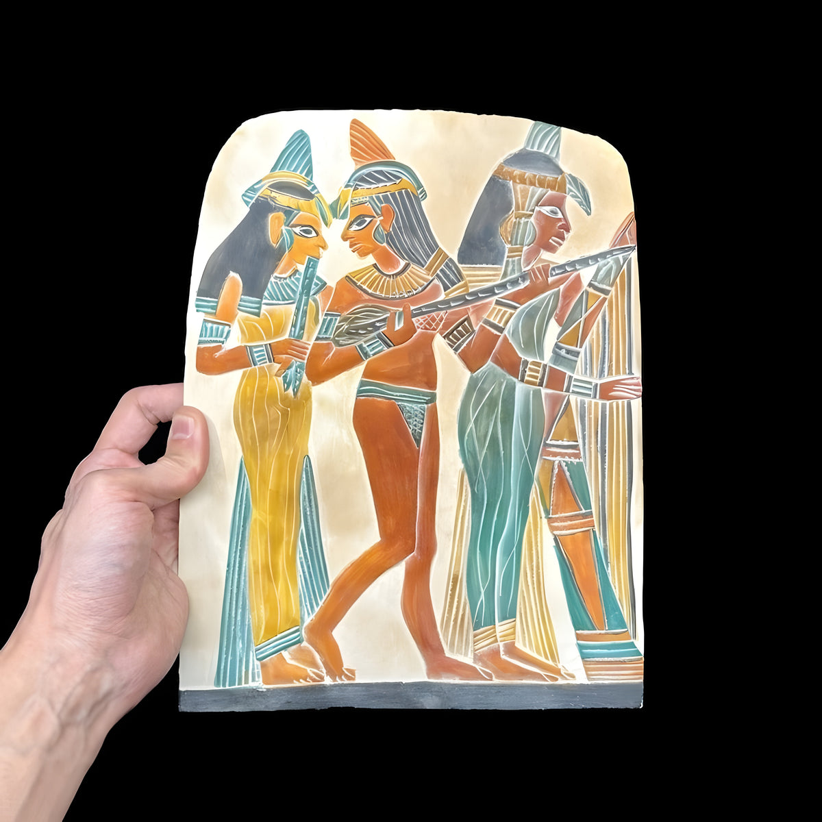 Hand-carved Egyptian stone tablet replica, museum reproduction