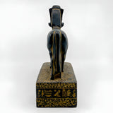 Side view of black basalt Hathor statue replica