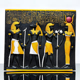 Close-up detail of the Goddess Hathor carving on the Egyptian museum reproduction wall relief
