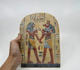 Anubis stele wall plaque replica, hand-carved museum reproduction